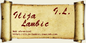 Ilija Lambić vizit kartica